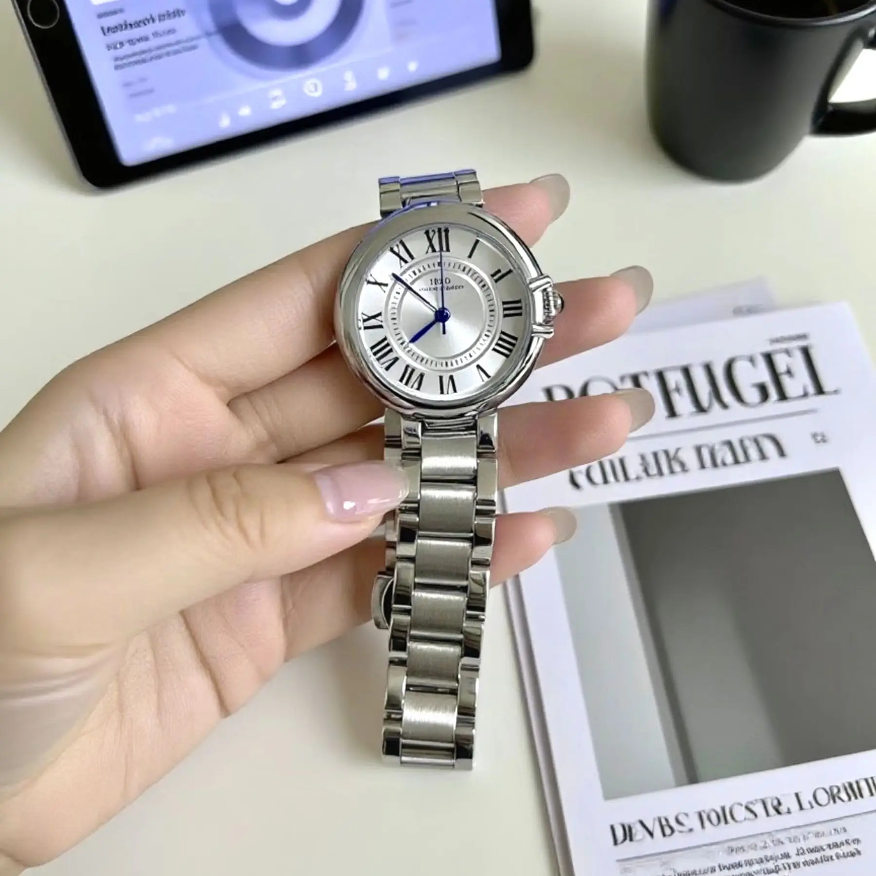 Neue modische Damenuhr aus Edelstahl mit Quarzwerk (2025)، Luxuriöse und minimaltici Trenduhr За Damen، ملحقات Damen #4