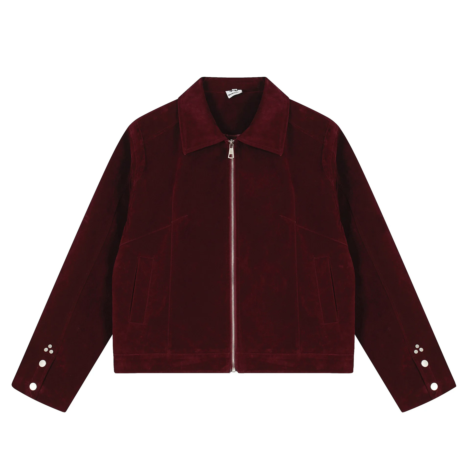 

Retro American Women's Short Zipper Suede Jacket Flip Collar Autumn Outerwear Fashionable Street Style Pure Color Loose Fit