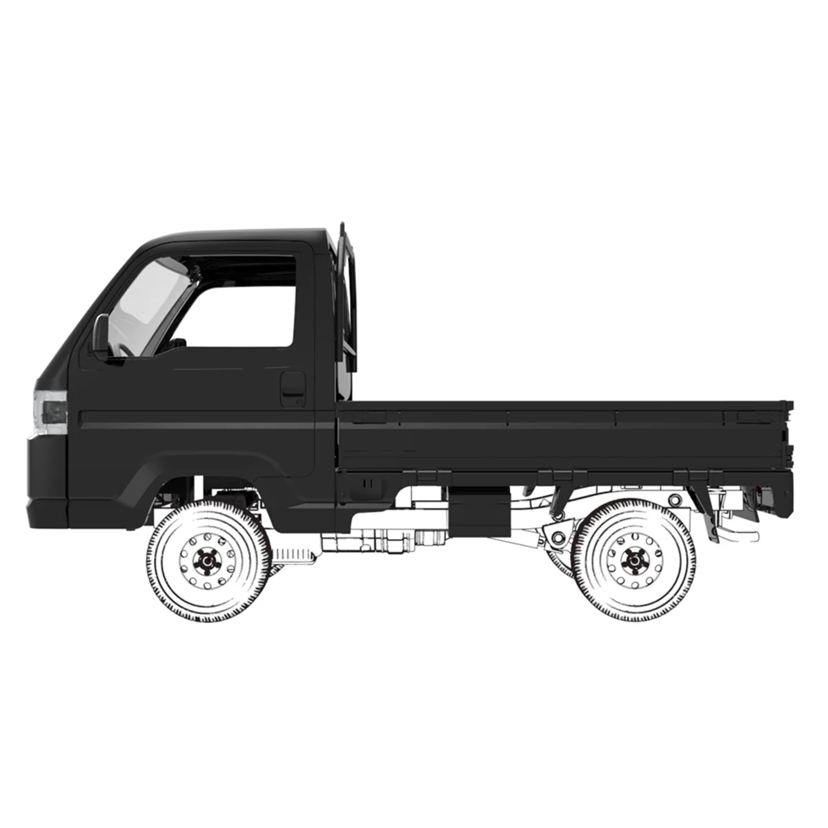 ดี ~ RC รถ Body Shell รถบรรทุก Bodyshell สําหรับ 1/16 WPL D12 WL01 LD1297 RC รถอะไหล่อัพเกรดอะไหล่อุปกรณ์เสริมสีดํา