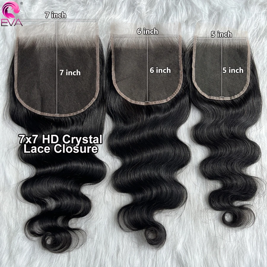 Rambut Eva 7x7 pemisah dalam renda HD rambut manusia penutup rambut Virgin lurus alami kulit kepala HD transparan penutupan Frontal hanya