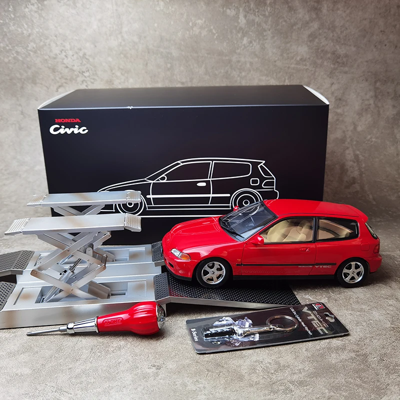 ЖК-дисплей 1:18 Honda EG6 SiR (SiRII) Модель автомобиля из сплава Модель независимого двигателя Конфигурационный подъемник Статический орнамент Соберите