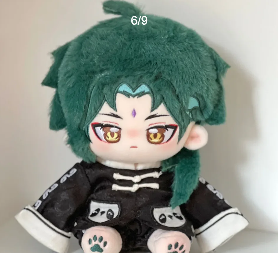 20cm Anime Genshin Impact Xiao Green Hair Monster Cosplay Plush Doll Cotton Stuffed Body Dress Up Clothes Cotton Gift Xmas image 2