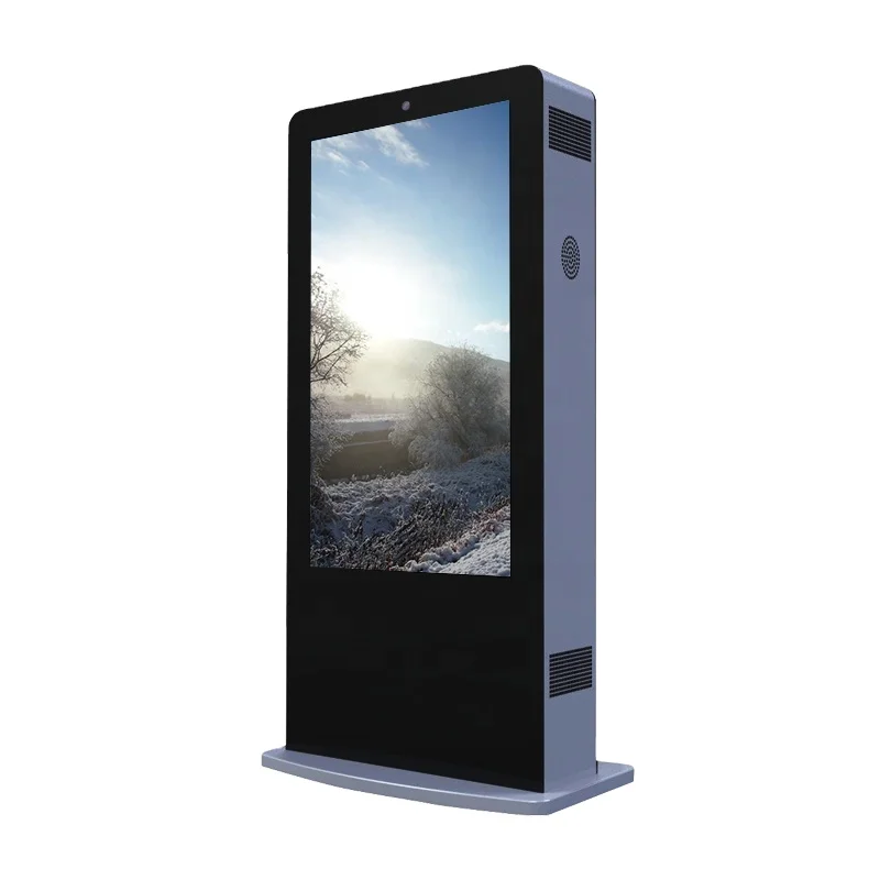 

75 Inch Outdoor Android Advertising Machine Digital Outdoor Kiosk Floor Standing LCD IP65 SDK PVD Waterproof Kiosk 4000:1 Black