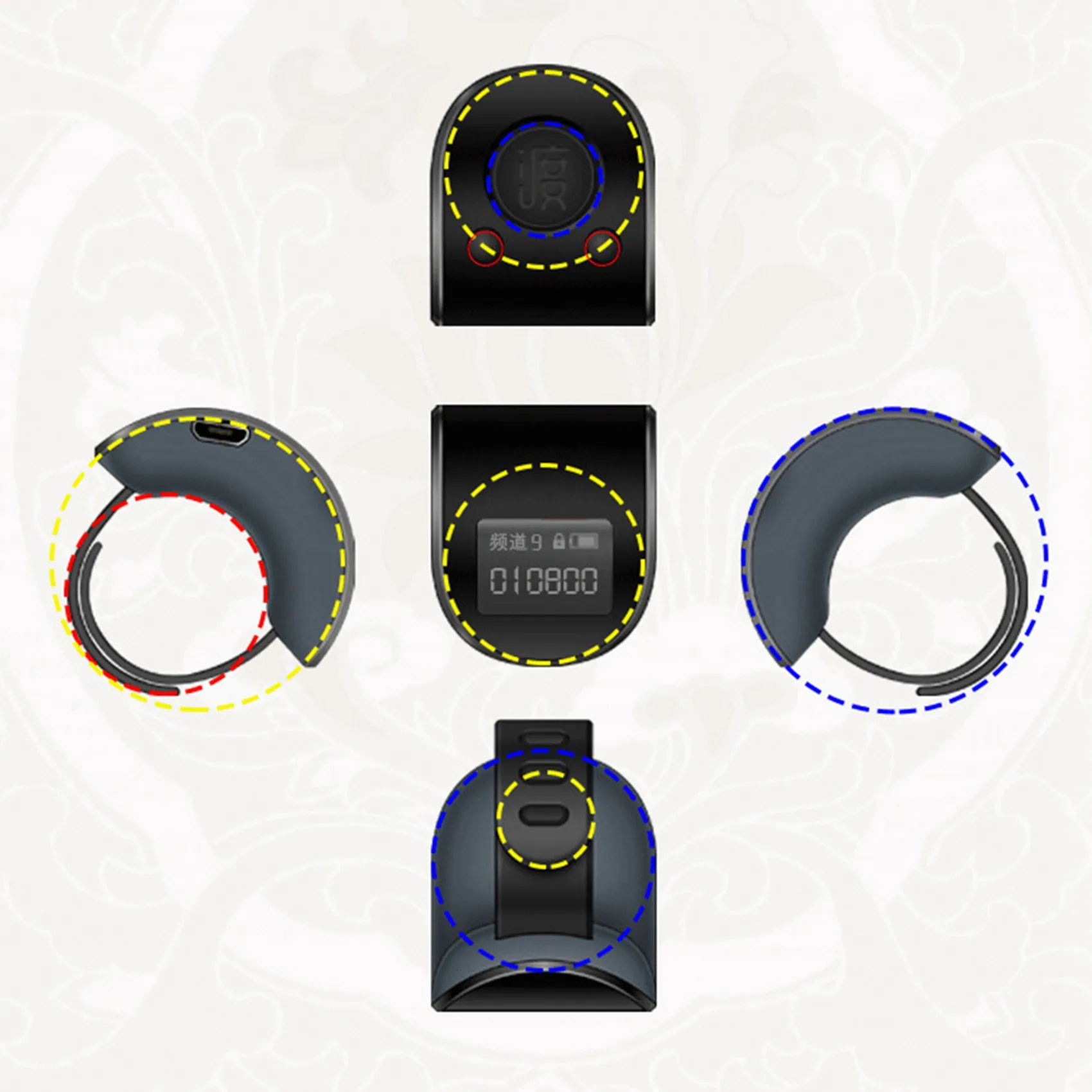 3X Mini Digital LCD Electronic Finger Ring Hand Tally Counter 6 Digit Rechargeable Counters Clicker-Black