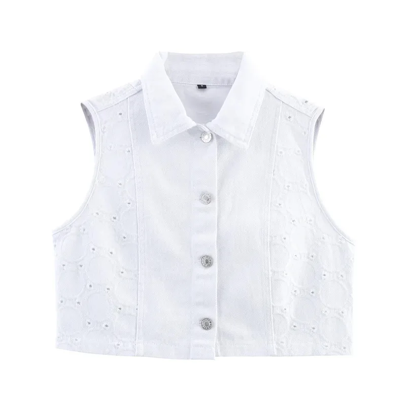 

Ladies Sleeveless Short Top Shorts Suit Summer 2025 Sexy Fashion Hollow Embroidery Design Casual Personality