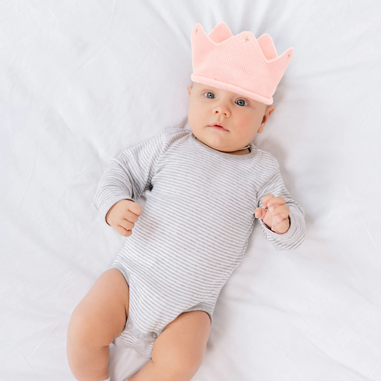 

Baby Girls Warm Winter Pink Crown Knitted Hat Soft Stretchy Thick Baby Knit Perfect Party Crown Knitted Hat