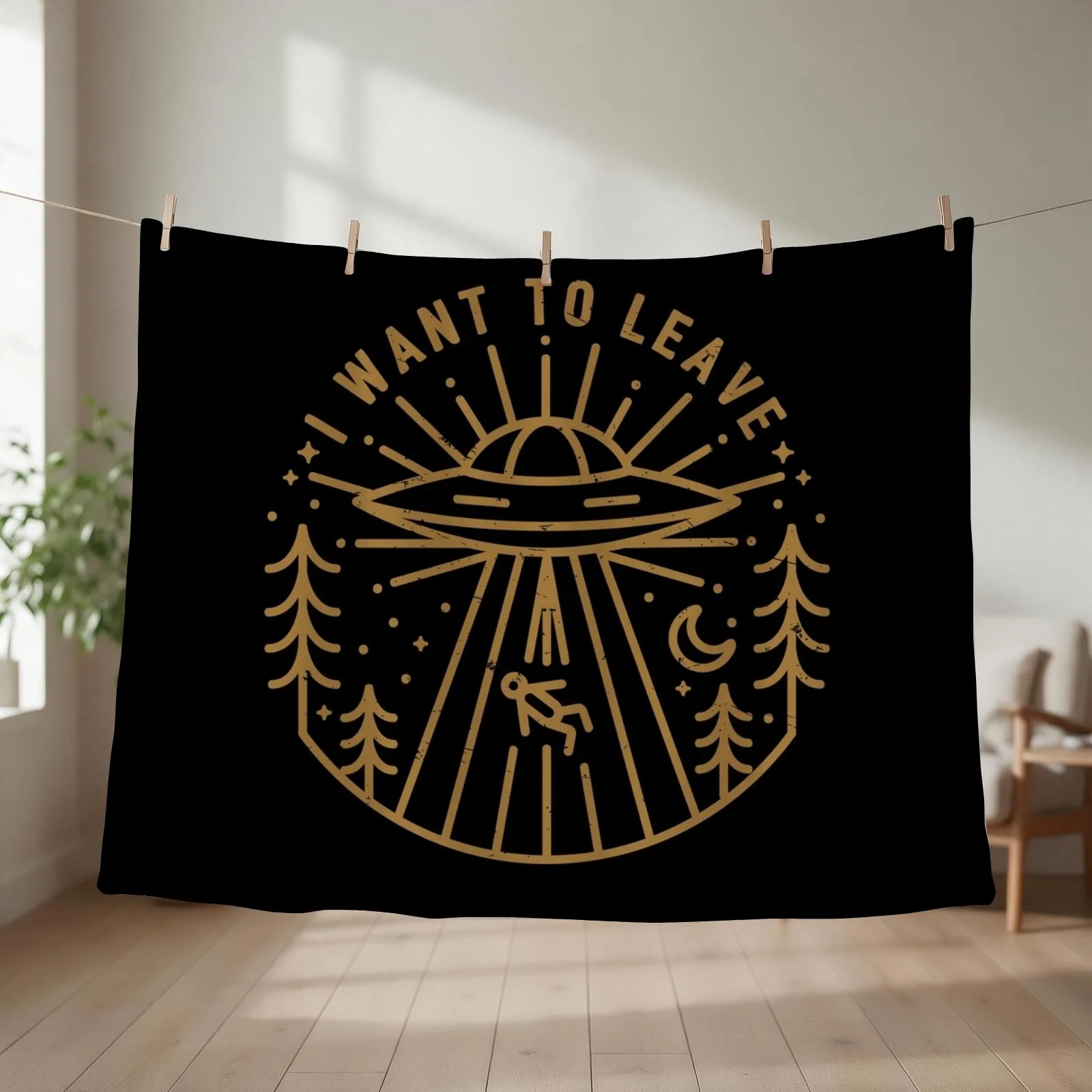 I Want To Leave Throw Blanket couch cozy soft plush fuzzy picnic outdoor blanket