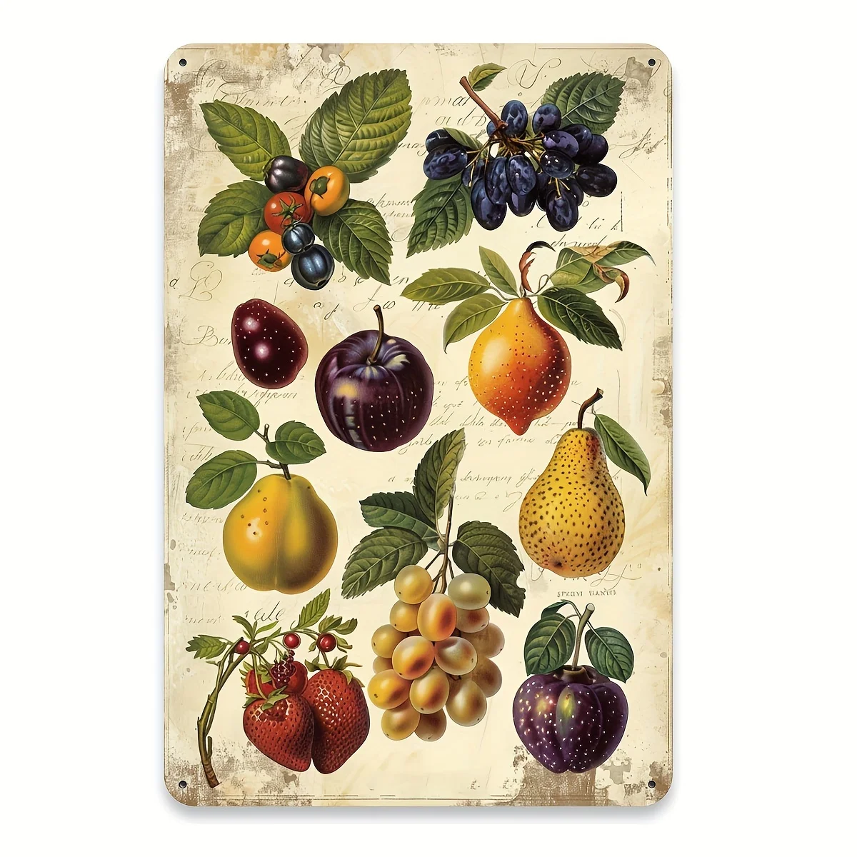 （2D Tin painting）Plaque Métallique Vintage de Collection de Fruits - 8x12 Pouces | Art Mural en Fer Durable pour la Maison, l