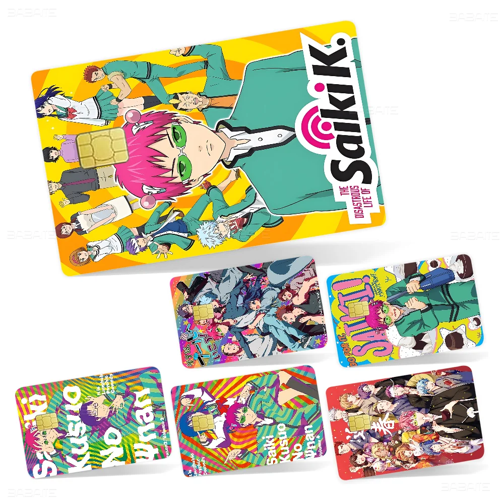 

Classic Japanese Anime The Disastrous Life Of Saiki K Diy Credit Debit Card Sticker Party Sticker Decoration Waterproof Small