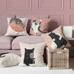 Cat is leisure life square pillowcase for home decoration car sofa cushion cover outdoor seat  accessories 45x45cm