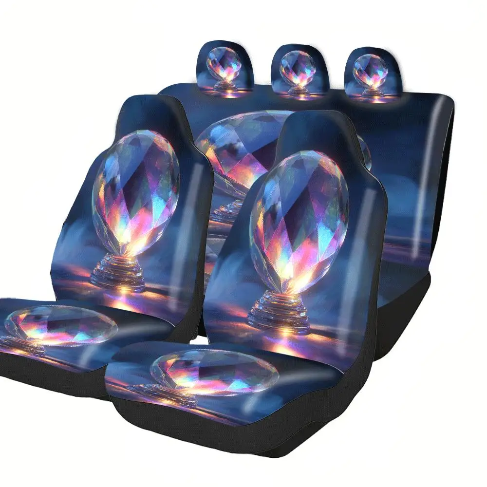 These Car Seat Covers Made Of Waterproof Polyester Feature A Geometric Pattern With Crystal Spheres And Glowing Lights, Making T