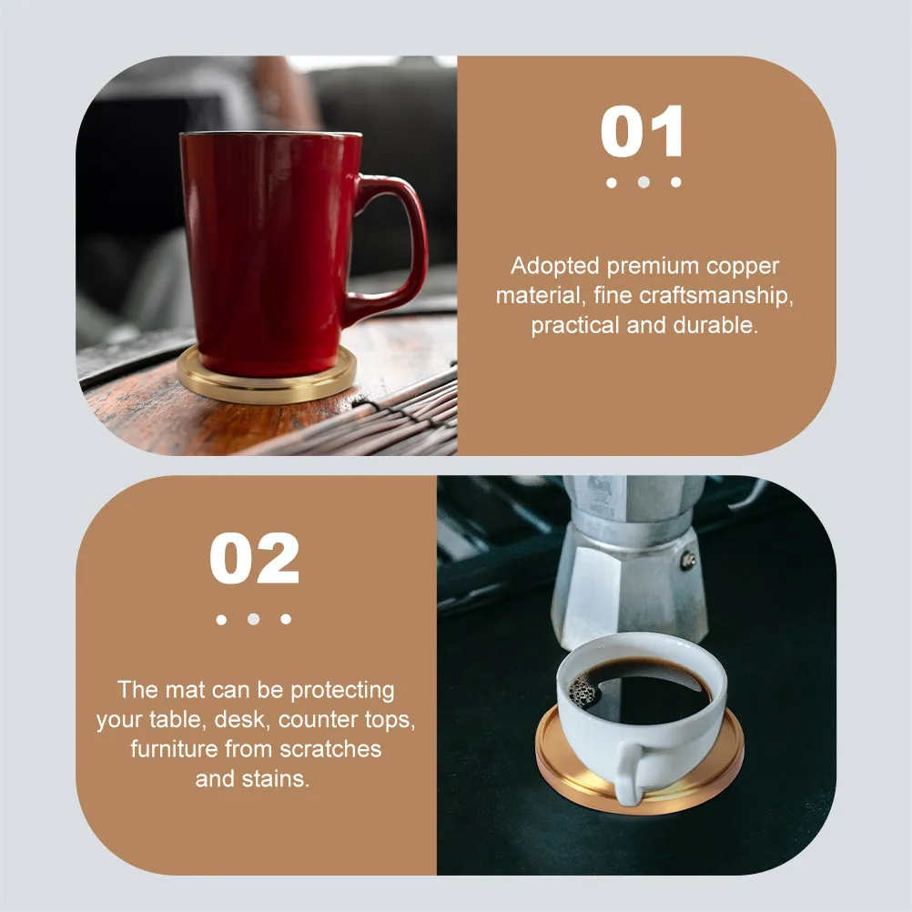 Copper Cup Coaster Wear-Resistant Heat-Resistant Household Desk Mat Cup Pad Desktop Mug Accessory Housewarming Gift