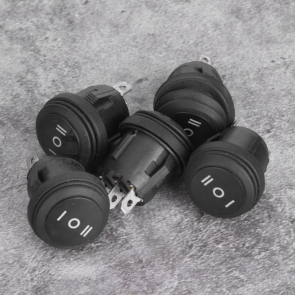 5PCS Durable Black Color Rocker Switch 3 Position 10A 125V SPDT Switch 6A 250V Waterproof SPST Switch Marine