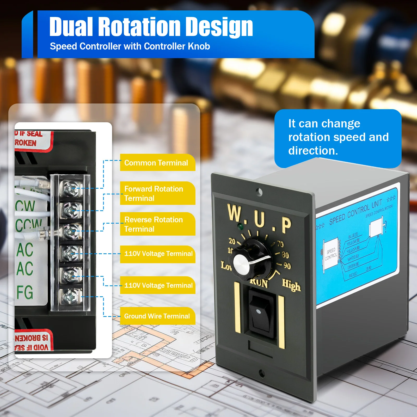 

250W Variable Speed Motor 10K Speed Regulation Motor and Governor Heat Resistance for Instrumentation and Automatic Warehouse