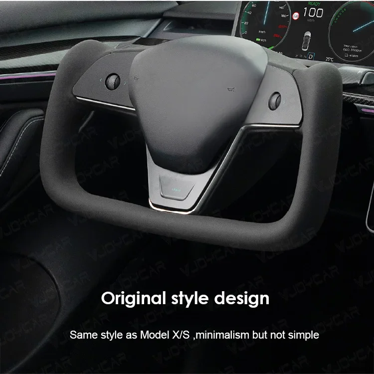 Upgrade Model X S Style Carbon Fiber Leather Yoke Steering Wheel for Model 3 Y Full Modification Accessories