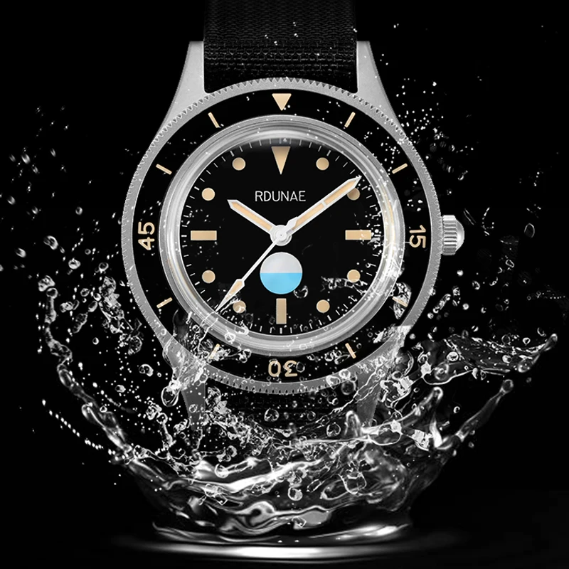 Rdunae TR900 R6tr Pike Automatic Watch 40mm Sterile Dial Vintage For Fifty Fathoms Barracuda C3 Lume 20Bar Mechanical Wristwatch