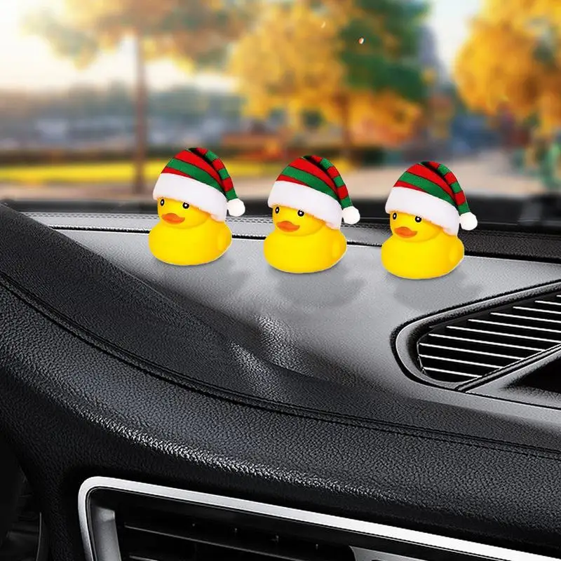 Christmas Rubber Ducks Cute Duck Toy With Santa Hat 5.5cm Portable Bath Parties Toy Funny Bathtub Floating Squeaky Duckies For