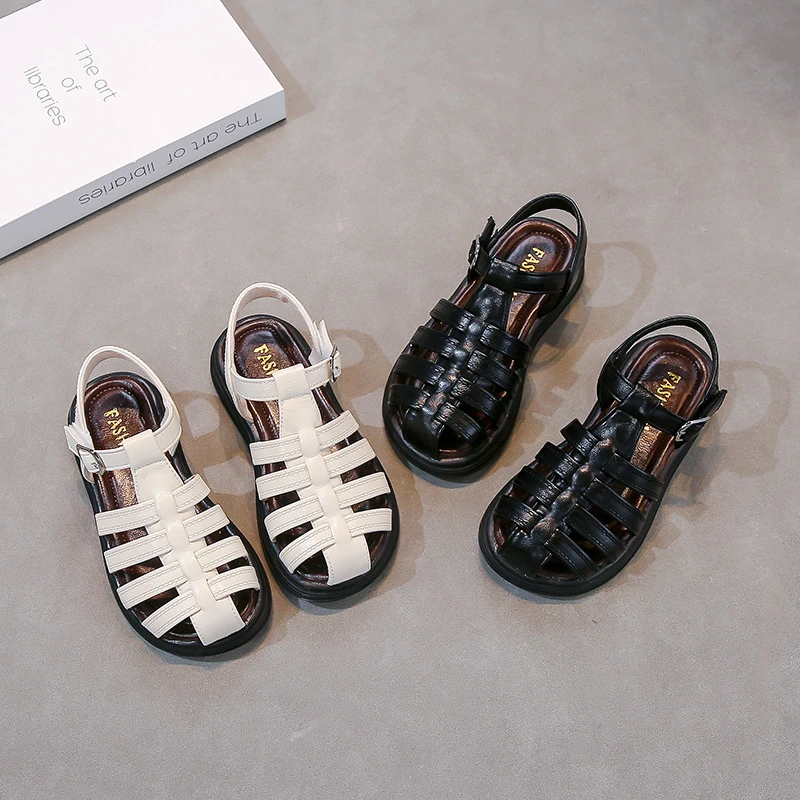 

Children Roman Sandals Toes Capped Soft Sole Non-slip Toddler Girls Boys Summer Beach Shoes Kids Casual Sandals Size 26-36