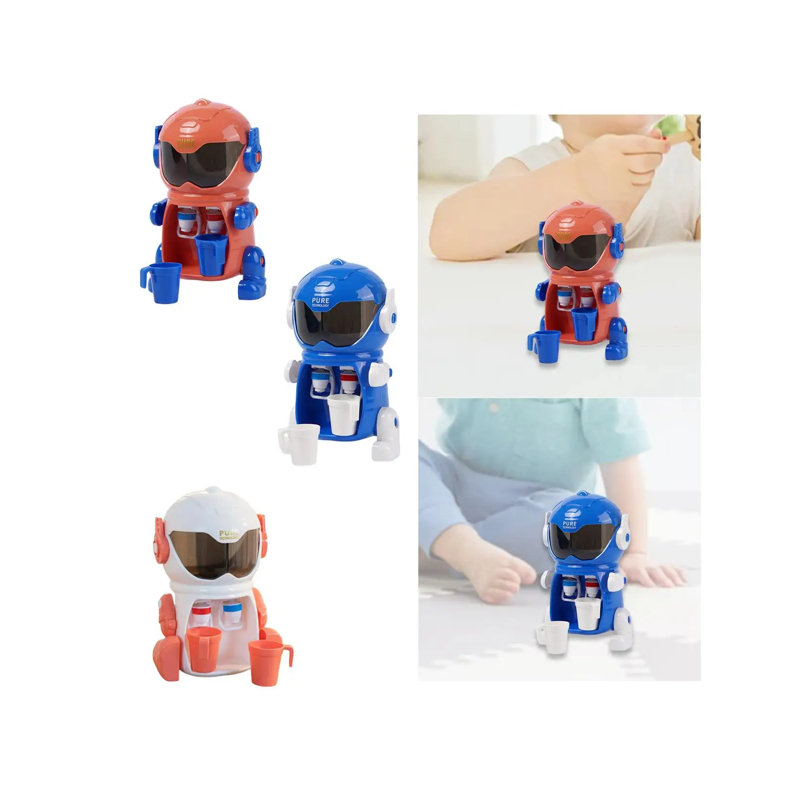 Mini Water Dispenser with Small Cup Desktop Decor Pretend Play Robot Shaped for Game Play Kitchen Gift Outdoor Birthday Gifts