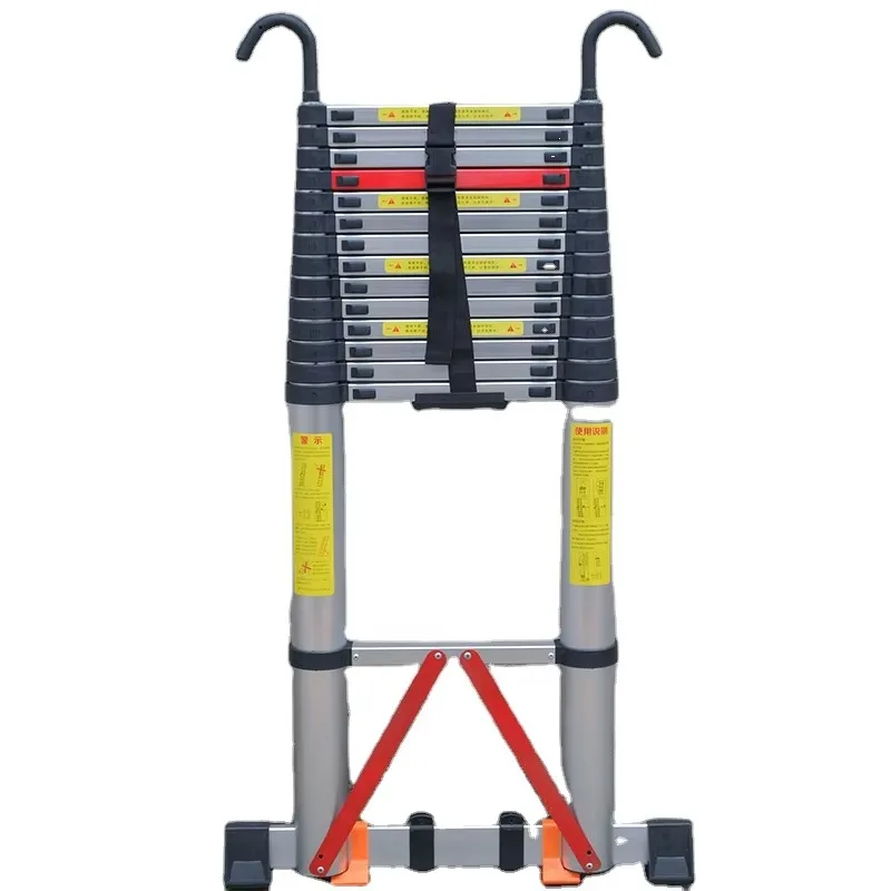 

Portable Modern Aluminum Alloy Telescopic Ladder 8m Silver Single Straight Ladder with 150kg Load Capacity