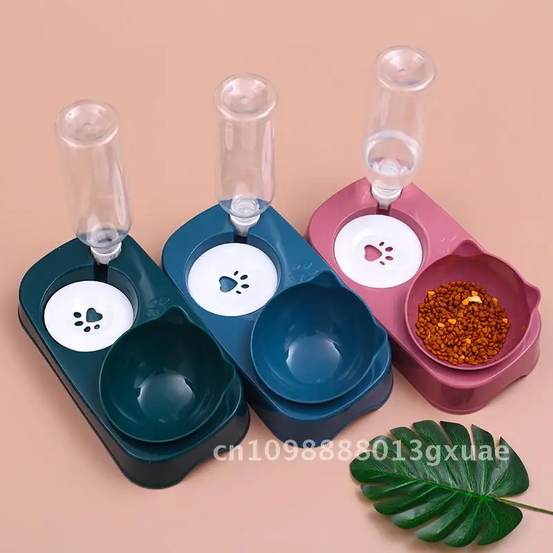 

Cat bowl, double bowl, cervical protection, automatic drinking water, anti tipping rice bowl, cat and dog supplies