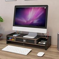 Monitor Stand For Desk Wooden Desktop Organizer Shelf With Drawer Wood Computer Monitor Riser For Laptop Printer PC TV Screen