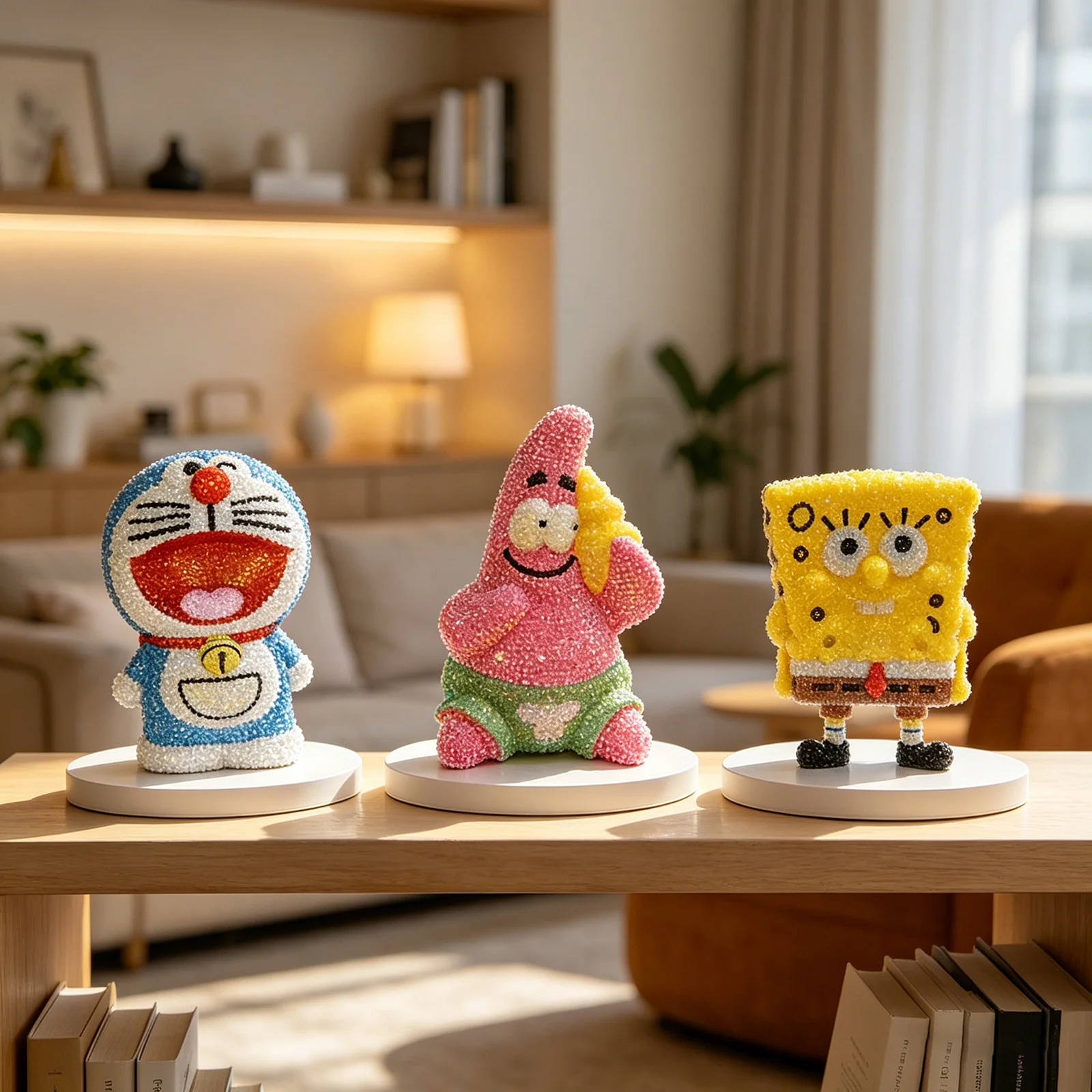 

SpongeBob SquarePants Diamond Doraemon Piggy Bank Cute DIY Cartoon Coin Box with Bling Rhinestones Kids Gift Home Desktop Decor