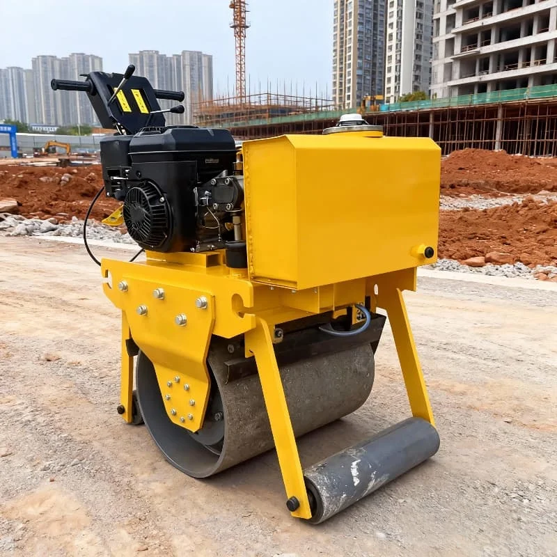 Walk-Behind Double Drum Steel Mini Roller Compactor Vibratory Roller Honda Engine 4kw Manual Operation