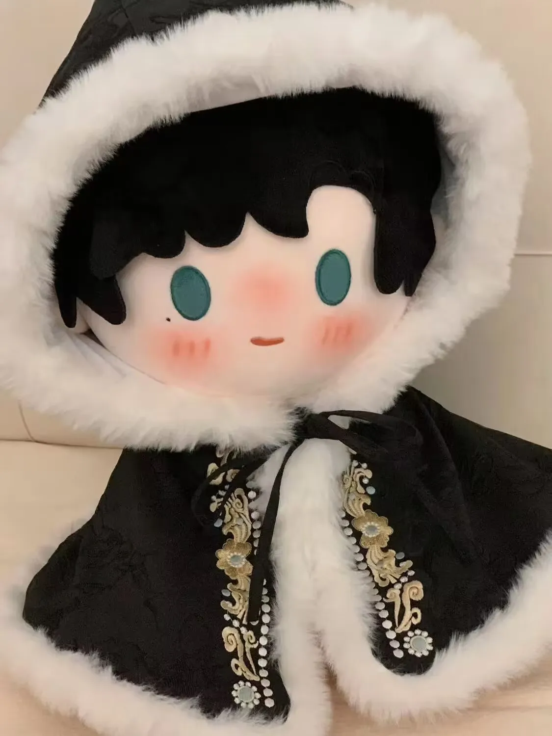 Vestido de boneca de algodão de 40cm, capa, terno de felicitações bordado de ano novo, conjunto de substituição de boneca festiva do Festival da Primavera, atributo de cosplay