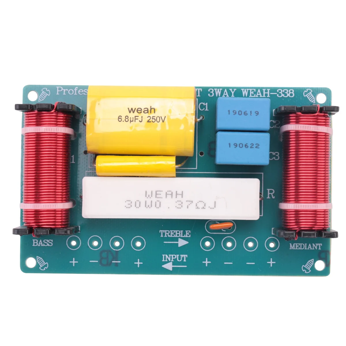 2Pcs 120W Speaker Crossover 3 Way Audio Frequency Divider Loudspeaker WEAH-338 3 Unit Crossover Filters for Speakers