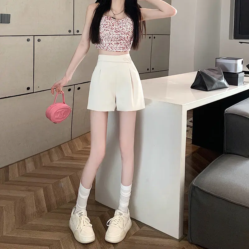 Shorts femmes été tempérament Harajuku bureau dame solide Simple élégant tout-match Baggy décontracté Mujer populaire confortable Chic