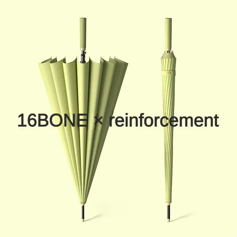 

Straight umbrella men and women reinforced storm-resistant umbrella double simple long handle umbrella 22 inch 16 bones