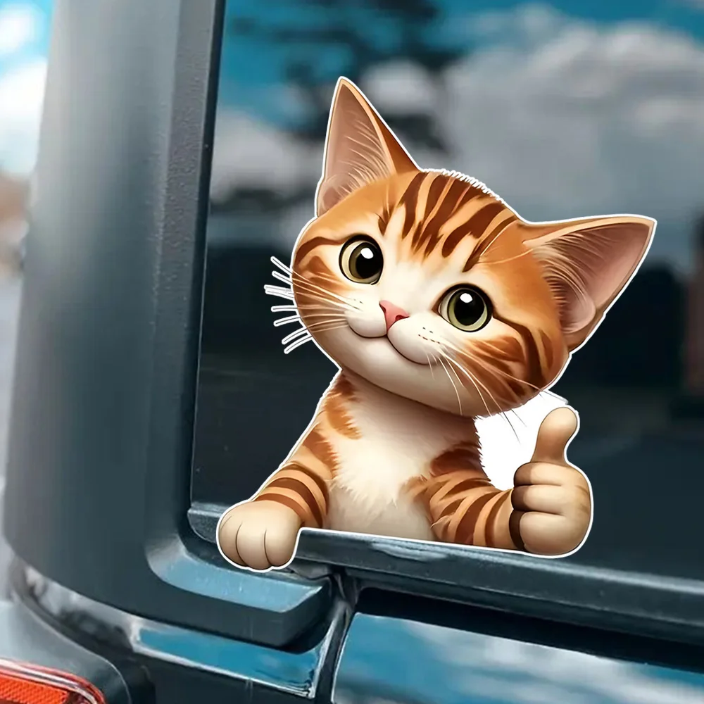 

11.5x13cm Lovely Cartoon Cat Sticker, 2D Flat, Cartoon Anime Animal Theme, Suitable for Cars, Motorcycles, Laptops Walls