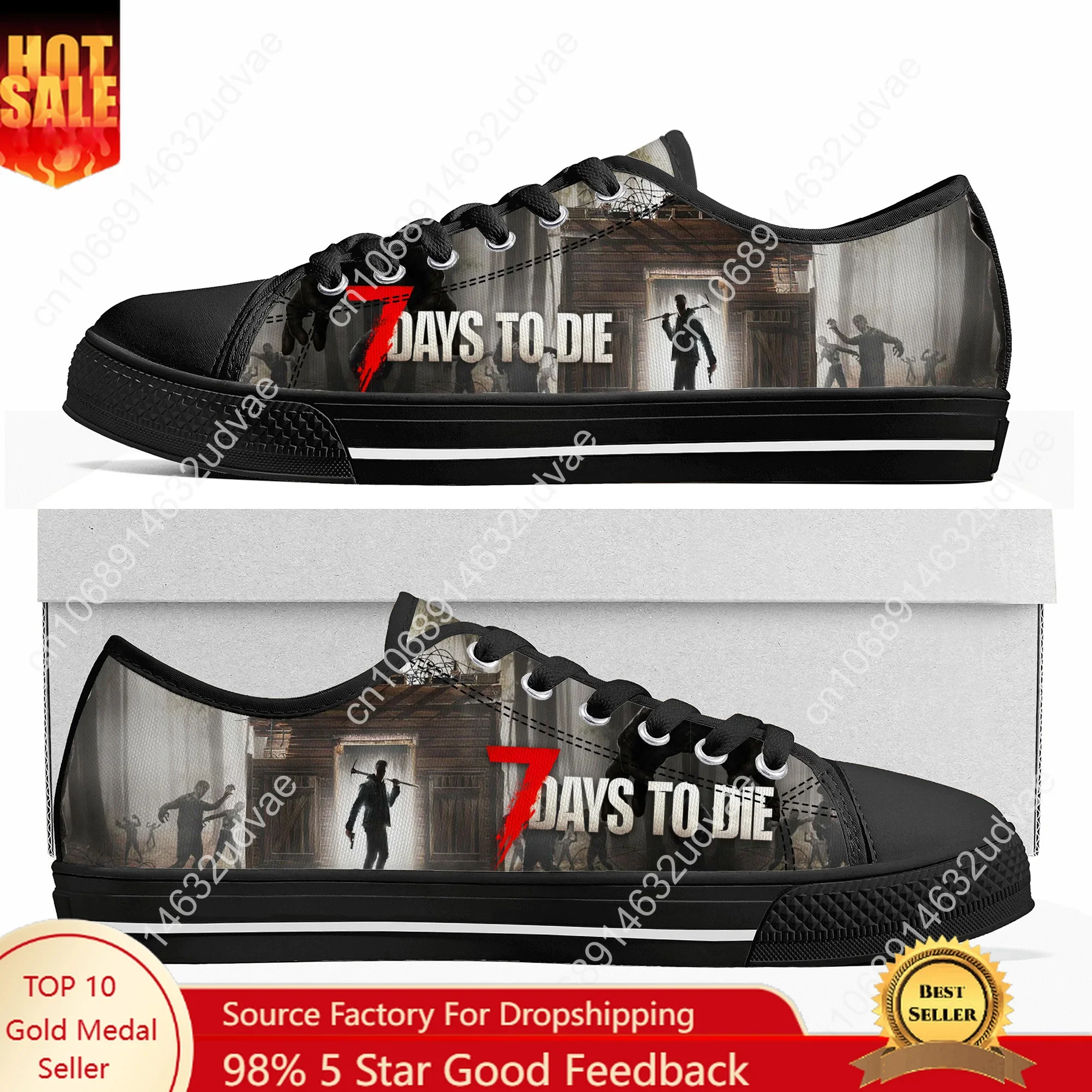 

7 Days to Die Low Top Shoes Men Women Teenager Sneakers Canvas High Quality Sneaker Casual Customized Couple Shoe Black Sole
