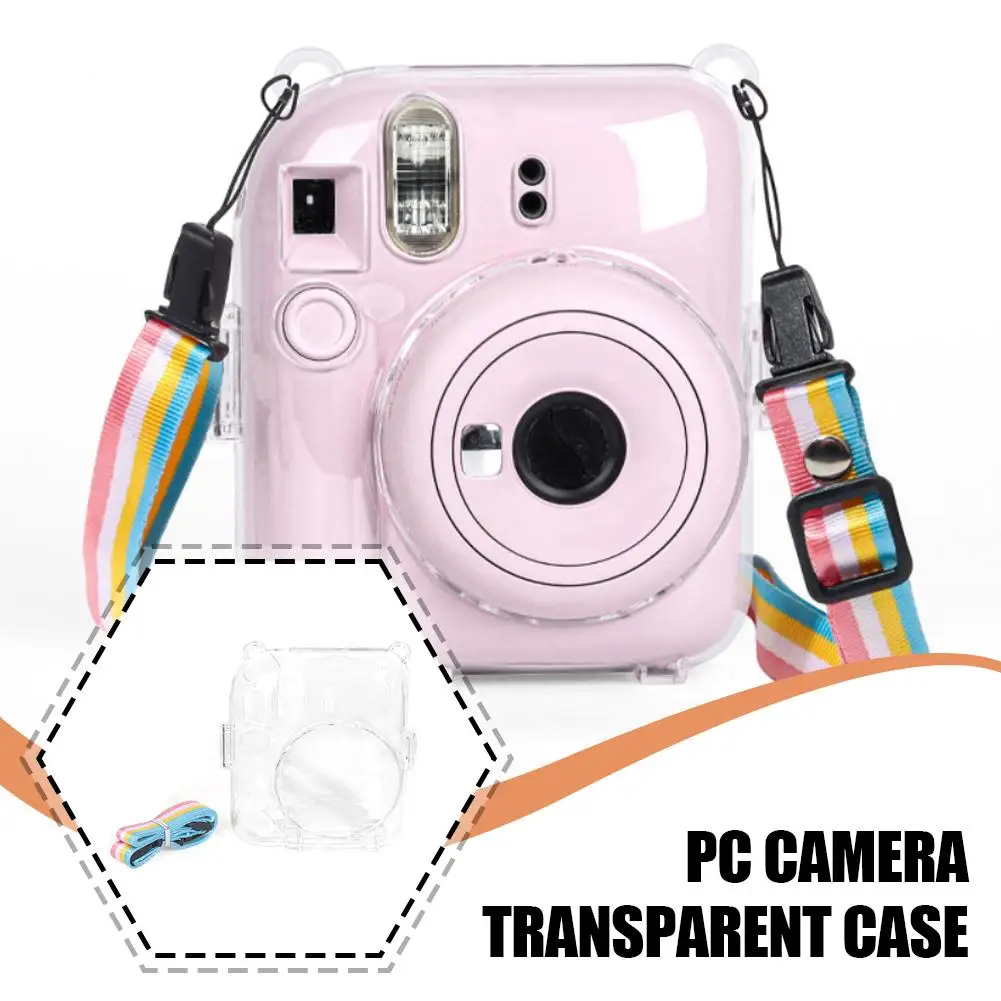 

Transparent Camera Case For Fujifilm Instax Mini 12 Camera Bag PC Crystal Storage Case with Shoulder Strap For Instax Mini U7P4