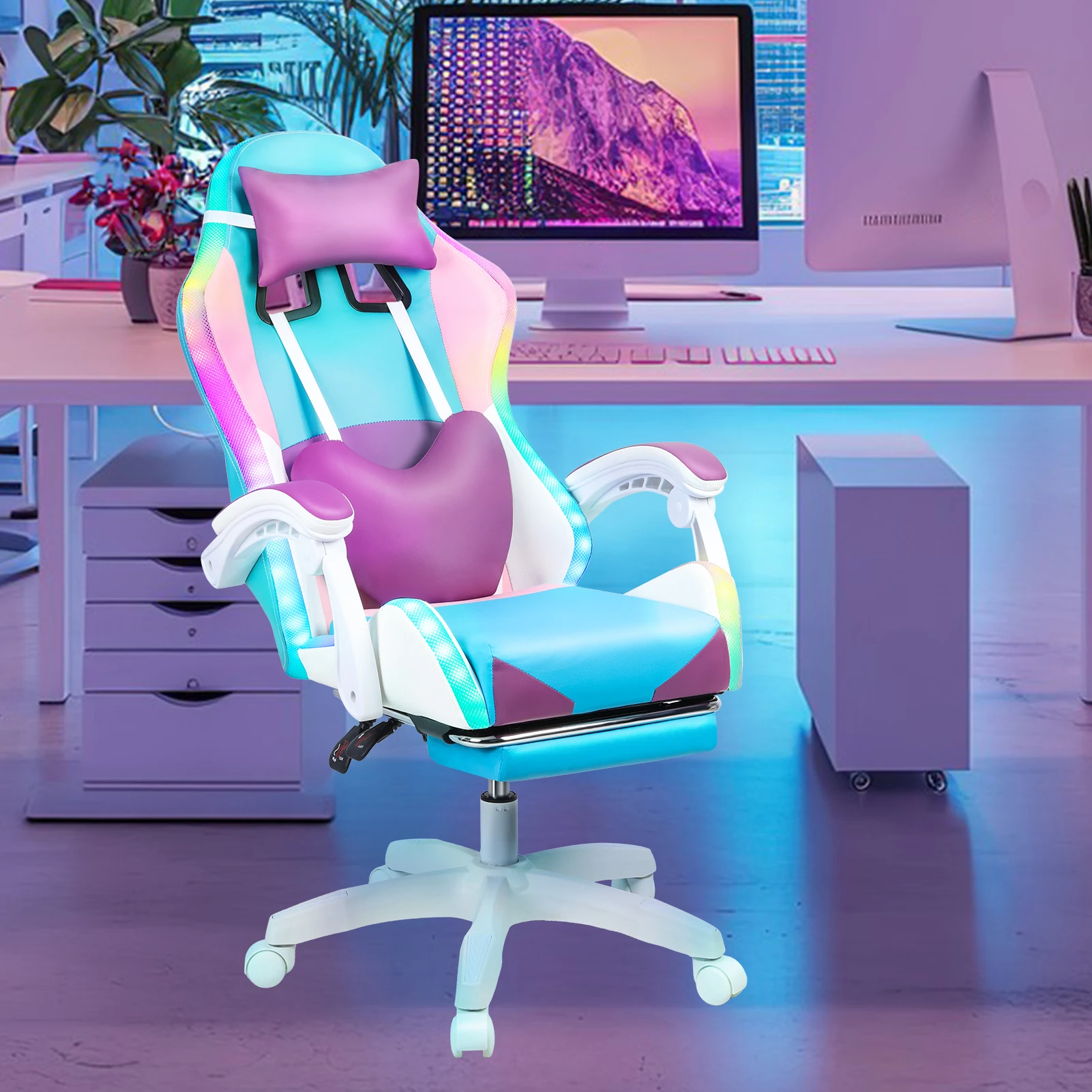 Pink Girl Anchor Live Office Esports Chair Comfortable Sedentary Home Internet Celebrity Computer Chair Foldable Rotating Chair