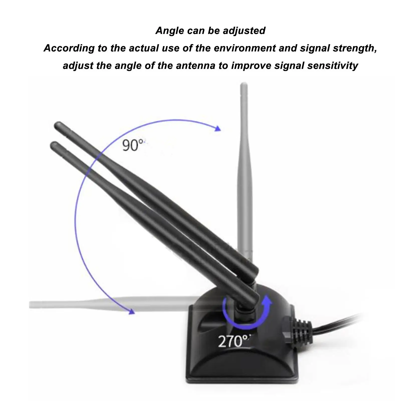 Antena WiFi de doble banda de alta ganancia 2,4 GHz 5GHz 6DBI RP SMA macho con base magnética ajustable para adaptador de enrutador