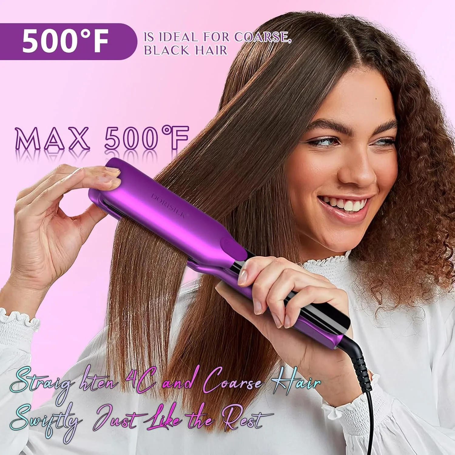 Plasma Hair Straightener 500F High Temperature Professional Hair Flat Iron Ceramic Plate Salon Styling Tools Dual Voltage