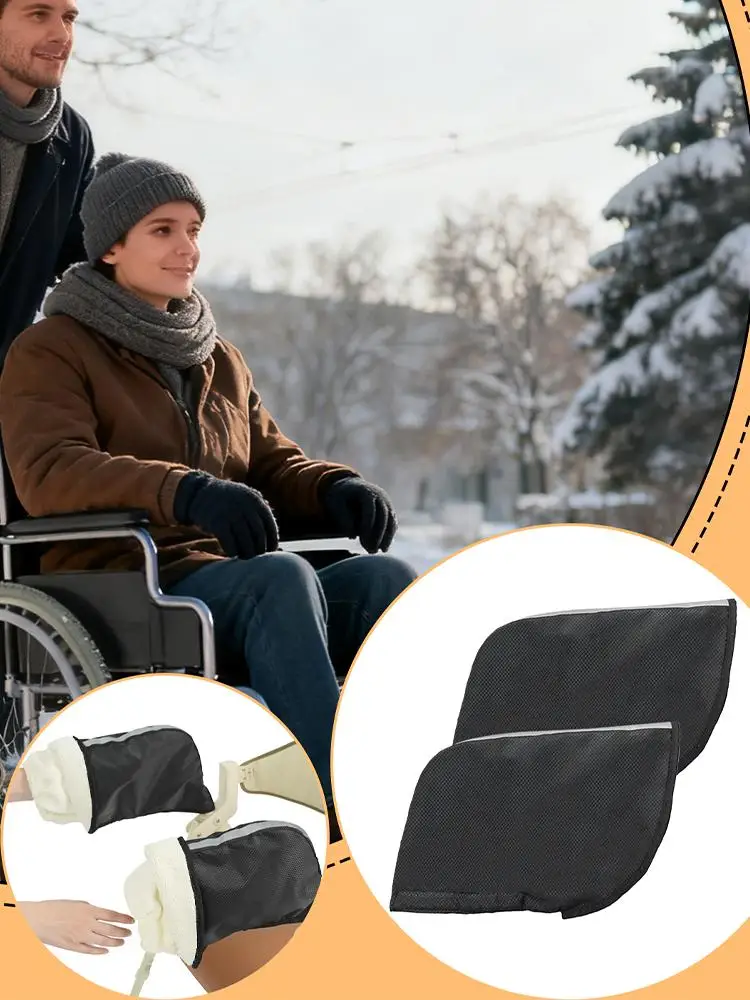 AliExpress NONE Rollator Handle Gloves Thermal Windproof Waterproof Mitten Velvet Lined Cycling Gloves with Reflective Strips for Women Men