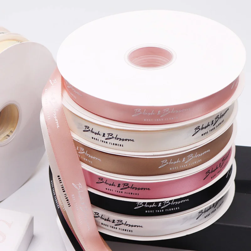 100Y Personalised Satin Ribbon Gifts Wrapping Birthdays Weddings Anniversary Customised Satin Ribbon Corporate Branding Ribbon