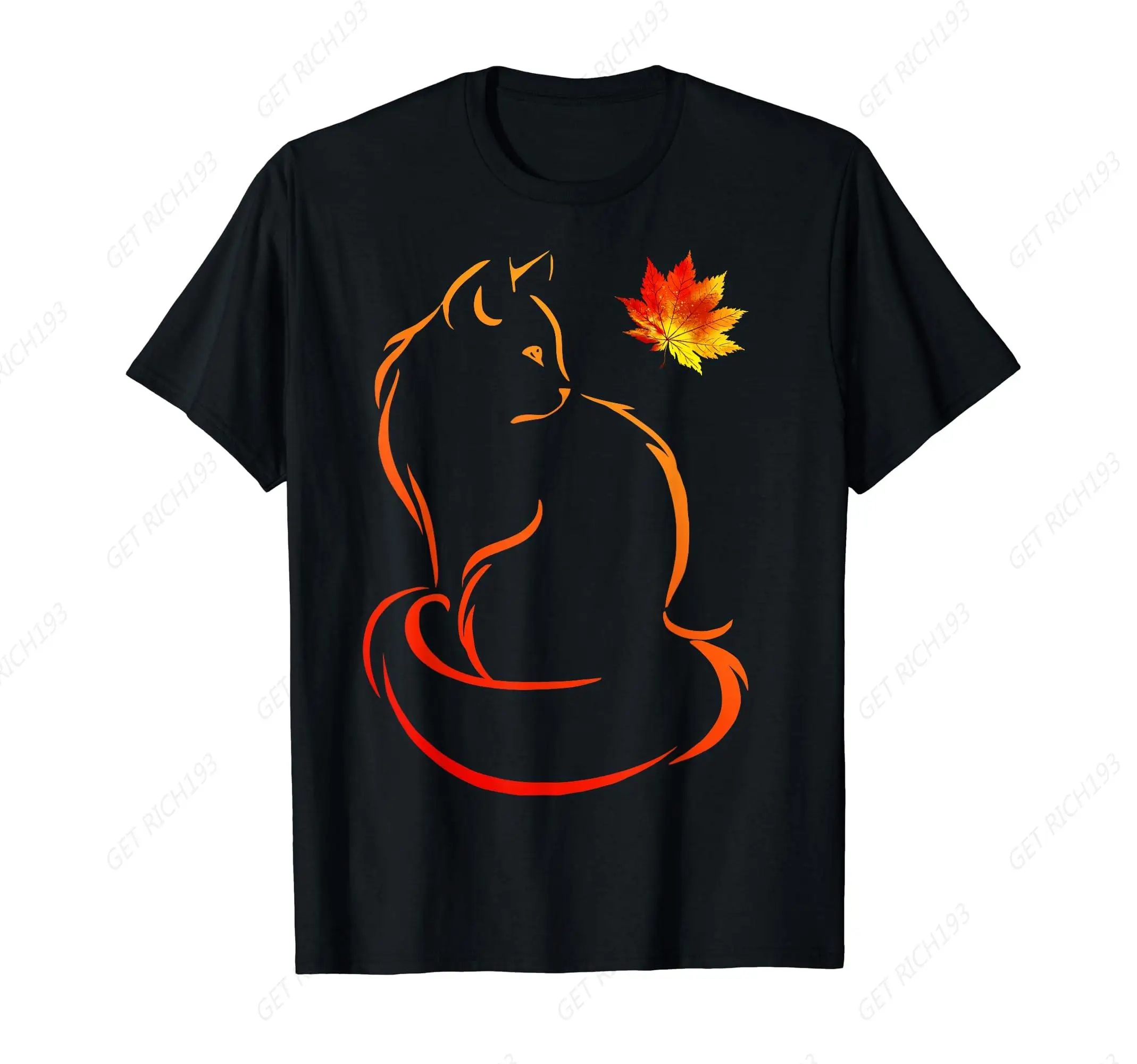 

Funny Cat Leaf Fall Hello Autumn Gift For Cute Kitten Lover T-Shirt Cotton Short Sleeve Comfortable Tee Unisex