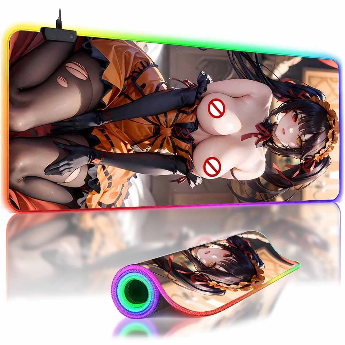 

Overwatch Anime D_Date A L_Live V Большой нескользящий коврик для мыши RGB Tokisaki Kurumi Коврик для мыши со светодиодной подсветкой Кошмар Коврик для клавиатуры и мыши