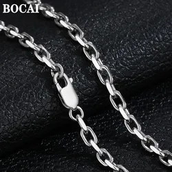 BOCAI Real Pure s925 Silver Jewelry 4.5MM Cross Chain Fashion Domineering Trendy Thick Style Man's Necklace