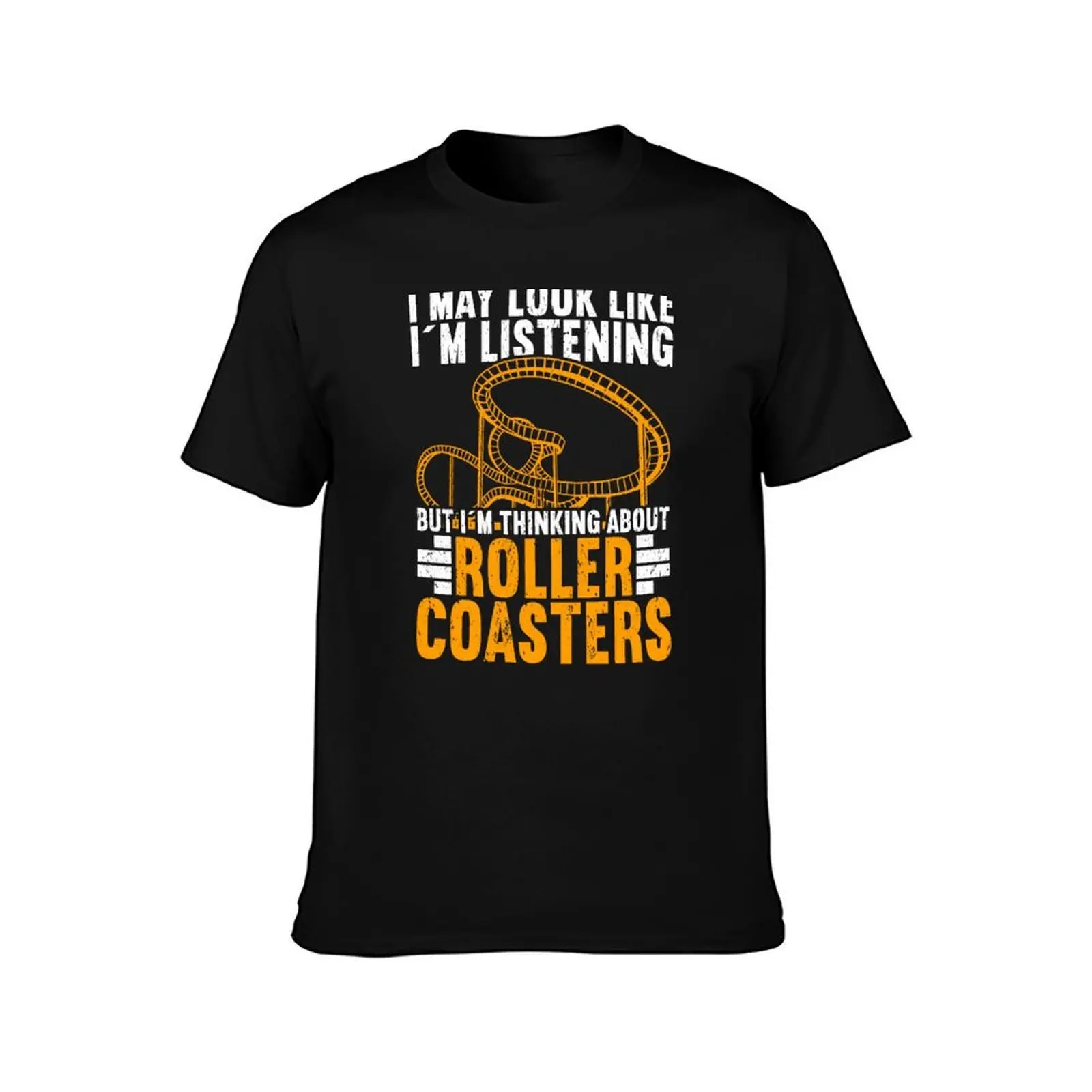 Roller Coaster Listening Rollercoaster T-Shirt, Summer Casual Cotton Tee, Oversized Streetwear Tops, Vintage Graphic Print