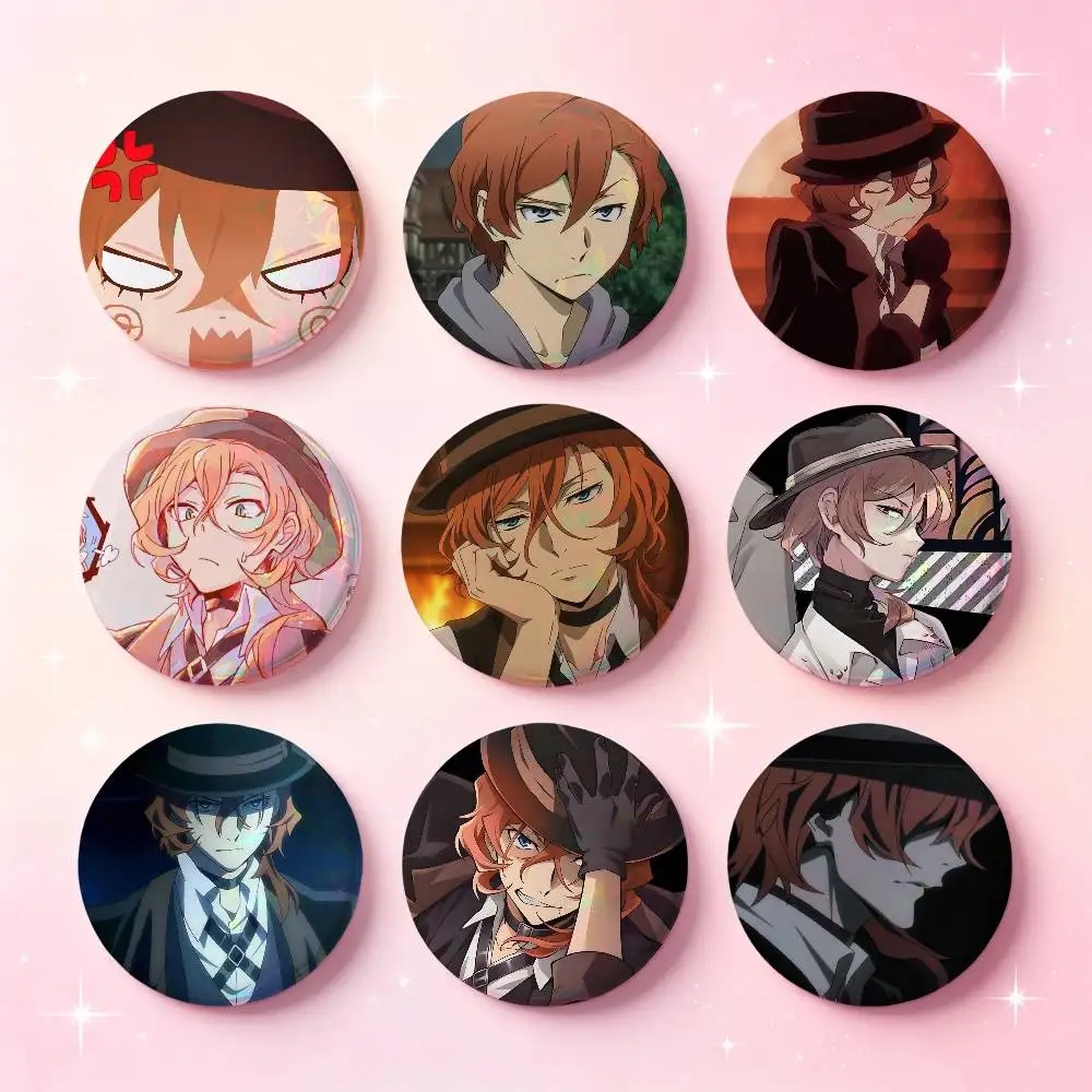 Anime Figure Chuuya Nakahara Badges 25 32 44 58 75 Mm Round Cosplay Pin Bag Decor Fans Collect Friends Gifts Brooch Souvenir