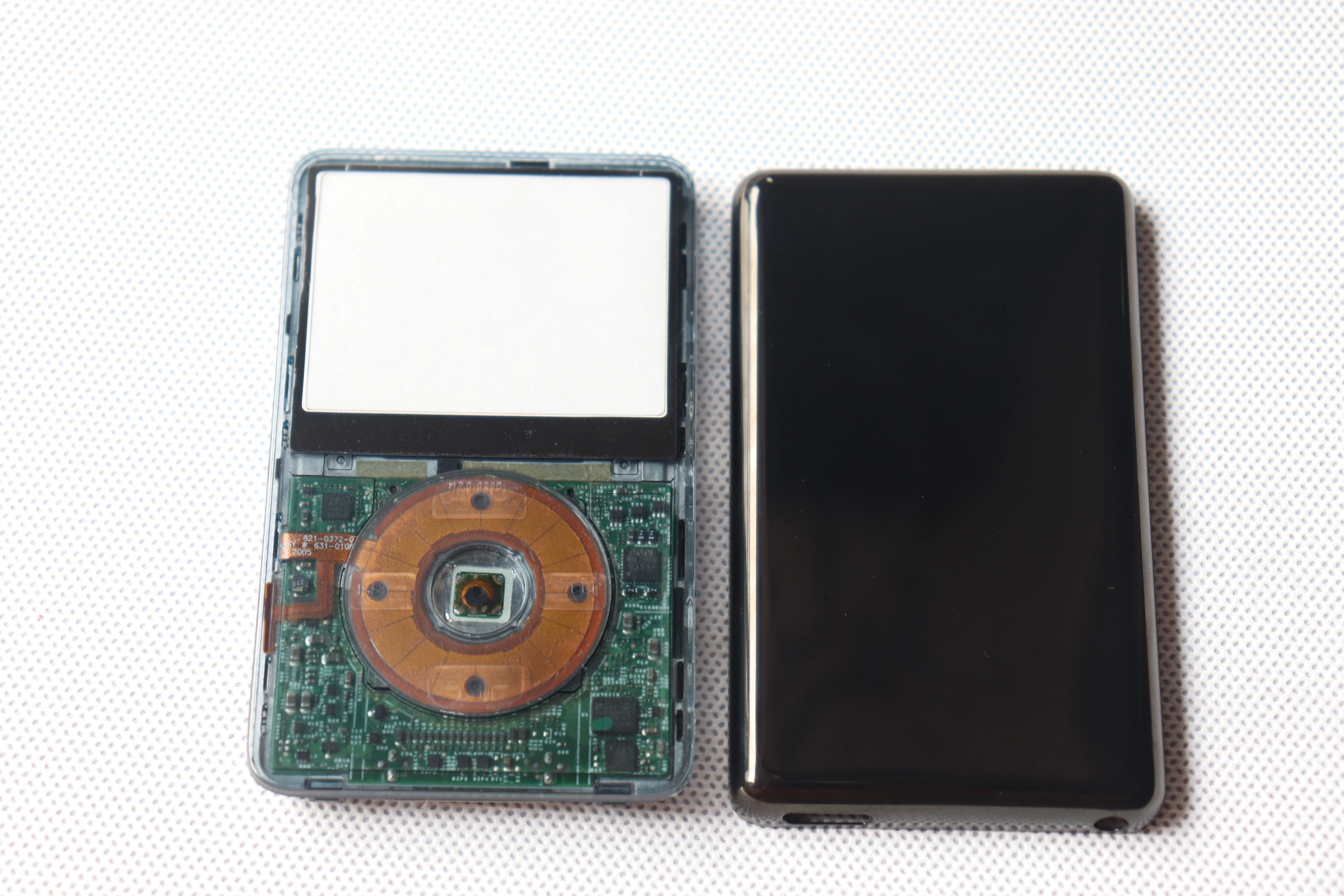 Leere Rückplatte für iPod Video 5. und 5.5. Generation, Klare Frontplatte, Gehäuseabdeckung, Clickwheel, Mittelknopf, 30GB 60GB 80GB A1136 – Detail 4