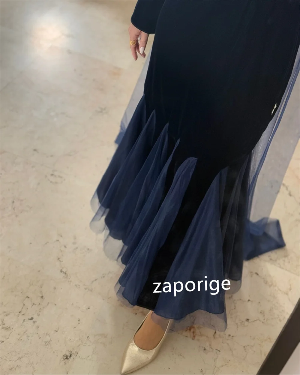 تخصيص جيرسي الطية غمد ساحة الرقبة فساتين متوسطة الطول مناسبة مخصصة أزياء أنيقة ذات جودة عالية #5