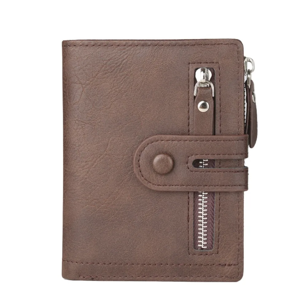 

Small Pocket Purse Men Short PU Wallet PU Leather Multifunction 2 Fold Wallets ID Badge Holder Large Capacity