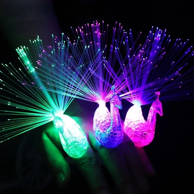 

3PCS Peacock Open Screen Fiber Toys Flash LED Lights Luminous Toy Stars Shine in The Dark Decoration Interior Decoration