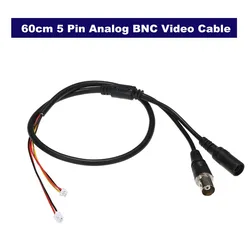 1pcs 60cm 5 Pin Analog BNC Video Cable Power Lead Wire F Video & DC Jack Female Cord for Analog CCTV Camera PCB Board